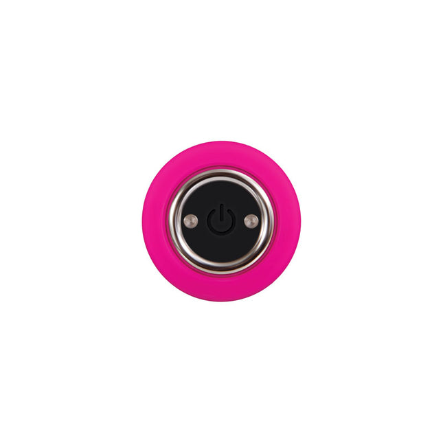 Bottom power button of Evolved Bullet Buddy Pink Bullet Vibrator