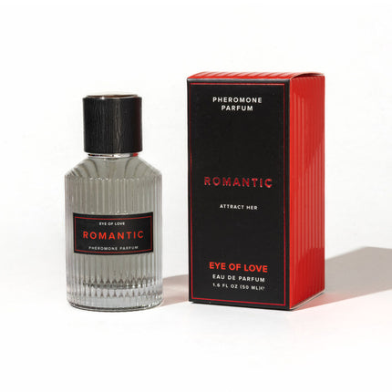 Eau de Parfum bottle and packaging with 'Romantic' label on a white background