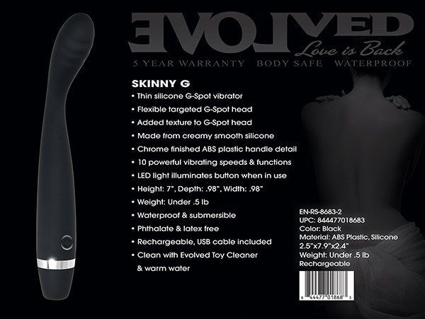 Evolved Skinny G Luxury Black Vibrator Information