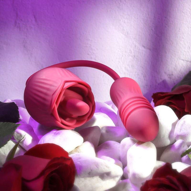 Evolved WILD ROSE Vibrator laying on rocks