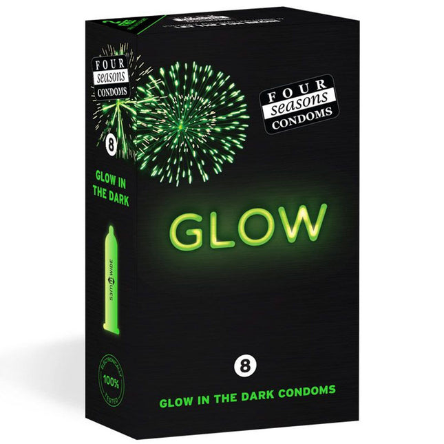 Four Seasons Lubricated Glow In The Dark Condoms - 8 Pack