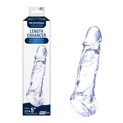 Ice Crystals 1.5 Inch Clear Penis Extension Sleeve