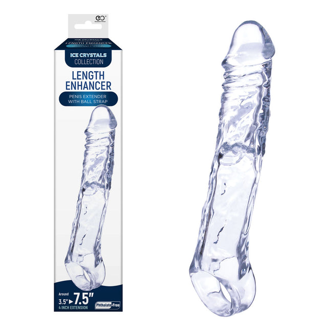 Ice Crystals Length Enhancer Clear 4 Inch Penis Extension Sleeve