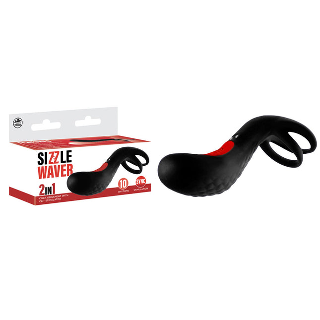 Sizzle Waver Black Vibrating Cock Ring