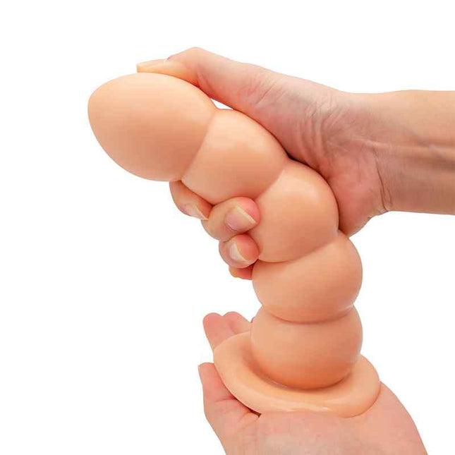 Flexible Realistic Beaded Anal Dildo with Suction Cup Base 8 Inch