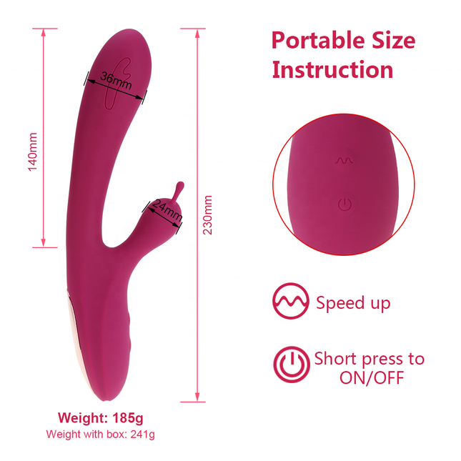 Flexible Rechargeable G Spot Rabbit Vibrator Size Chart