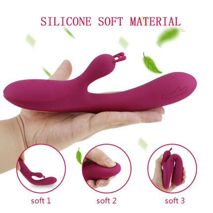 Flexible Rechargeable G Spot Rabbit Vibrator in Red Colour