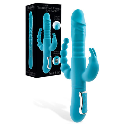 Adam & Eve THRUSTING TRIPLE JOY Rabbit Vibrator with case