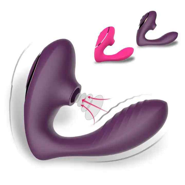 G Spot Clitoris Suction Vibrator Double Stimulation in Purple Pink