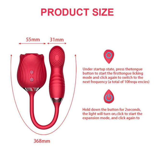 G Spot Flapping & Clit Sucking Rose Vibrator Size Chart