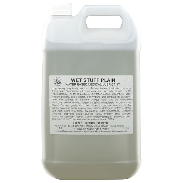 Wet Stuff Plain Water Based Lubricant with Vitamin E - 5 kg Bottle