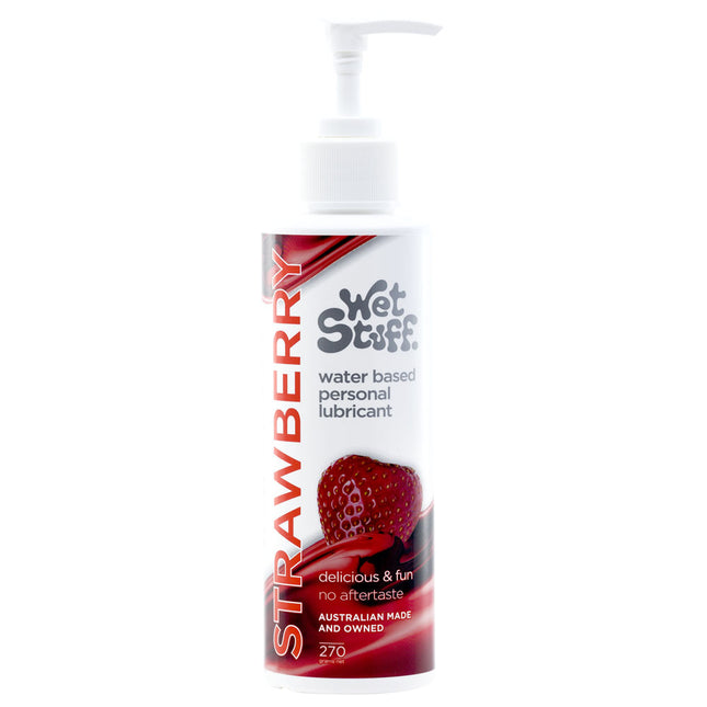 Wet Stuff Strawberry Flavoured Water Based Lubricant - 270g Pump Bottle