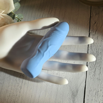Manakin Hand Holding Gender X LIL BUDDY Light Blue Rechargeable Mini Bullet Vibrator