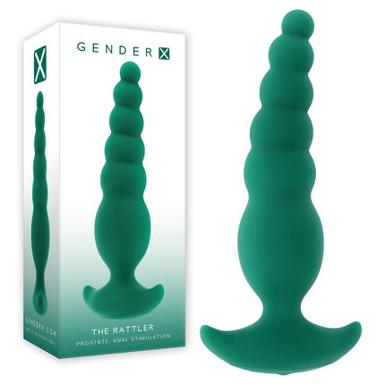 Gender X THE RATTLER - Green Vibrating and Twirling Prostate Anal Bead