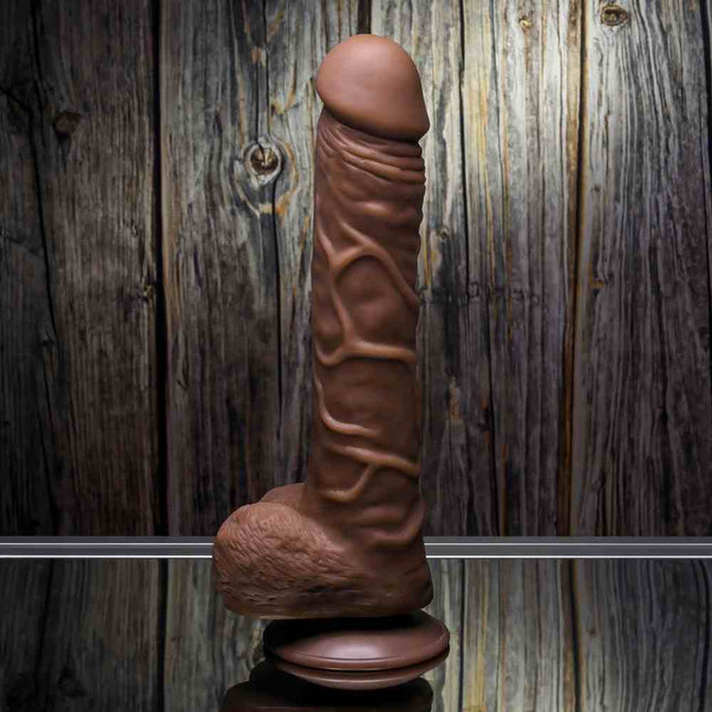 Gender X 10'' Flexskin True Feel Dark Realistic Dildo Side