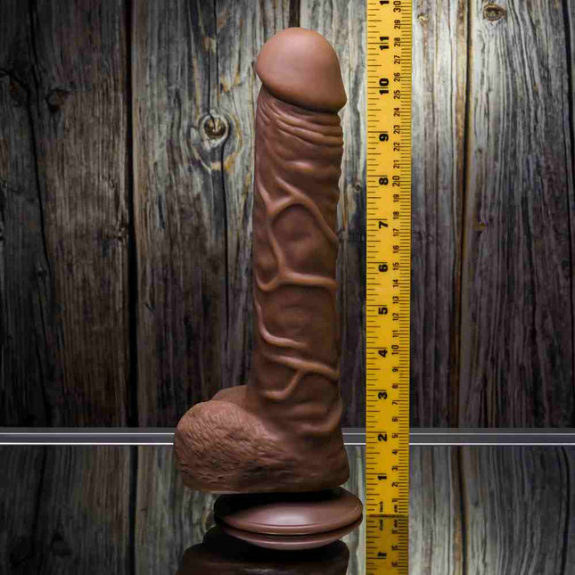 Gender X 10'' Flexskin True Feel Dark Realistic Dildo Size