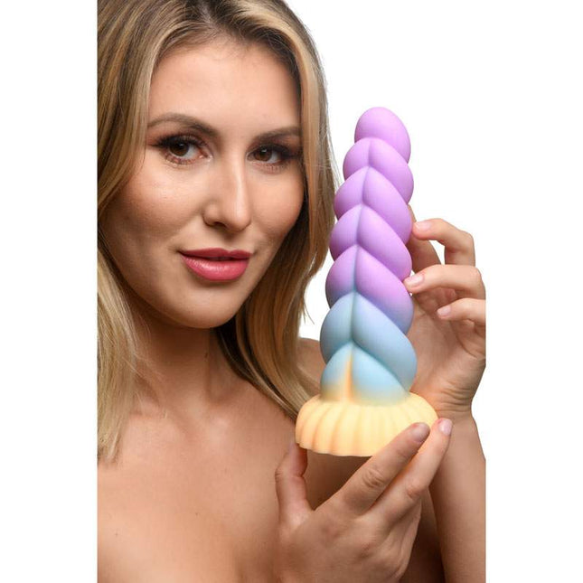 Girl holding Creature Cocks Mystique Silicone Unicorn Dildo