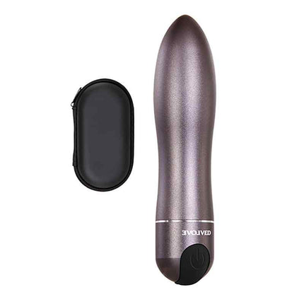 Gray Evolved Bullet Vibrator with Travel Case