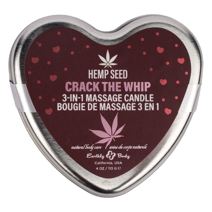 EB Hemp Seed 3 in 1 Massage Heart Candle - Crack The Whip (Dew-Kissed Rose, Violet Petals, Warm Amber) - 113 g