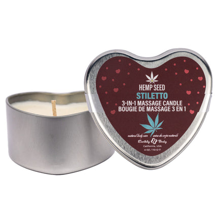 EB Hemp Seed 3 in 1 Massage Heart Candle - Stiletto (Flowering Sage, Wildflower Honey, Creamy Sandalwood) - 113 g