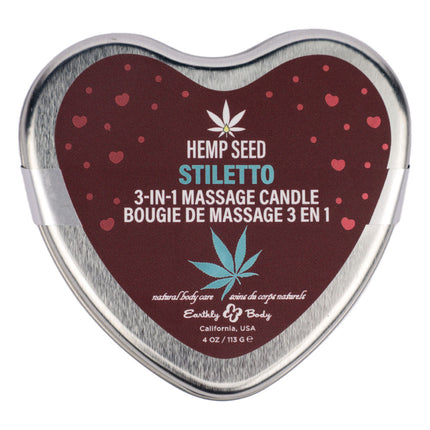 EB Hemp Seed 3 in 1 Massage Heart Candle - Stiletto (Flowering Sage, Wildflower Honey, Creamy Sandalwood) - 113 g