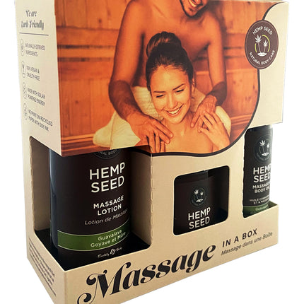 Hemp Seed Massage In A Box - Guavalava Scented Massage Gift Set - 3 Piece Kit