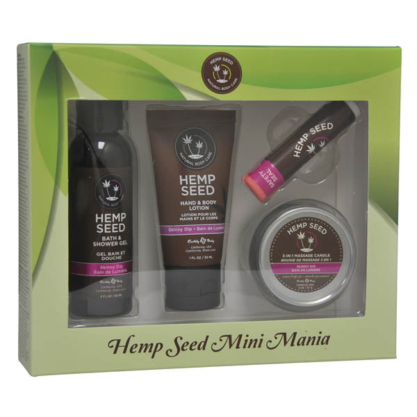 Hemp Seed Mini Mania Skinny Dip (Vanilla & Fairy Floss) Scented Lotion Kit - 4 Piece Set