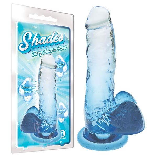 Shades 7 Inch Jelly TPR Blue Dildo with Case