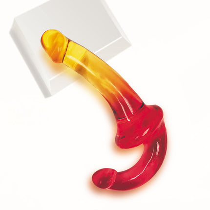 Shades 9.5 Inch Pink/Orange Strapless Double Dildo Top View