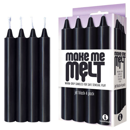 Make Me Melt Jet Black Drip Candles - 4 Pack