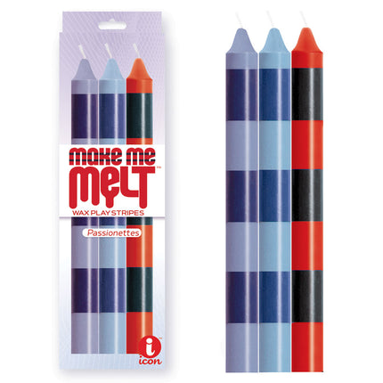 The 9's Make Me Melt Passionettes Coloured Drip Candles - 3 Pack