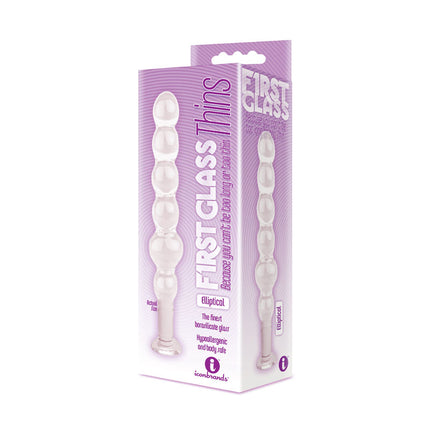 The 9's First Glass Thins Elliptical Anal Beads - Clear