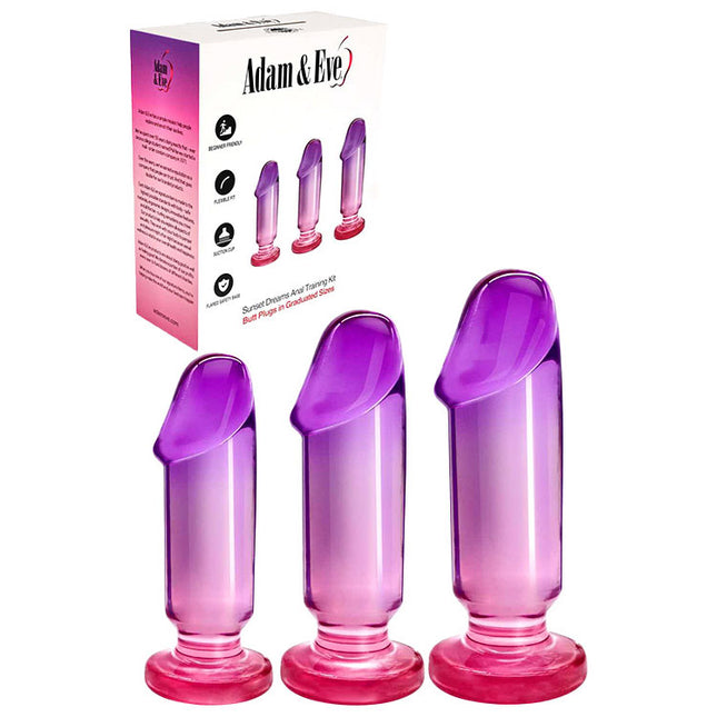 Adam & Eve SUNSET DREAMS Anal Training Kit - Pink/Purple Butt Plugs Set of 3