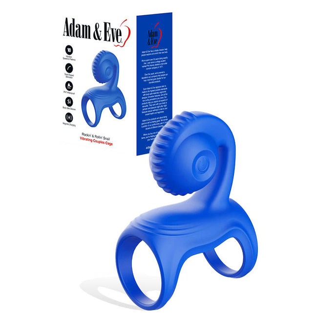 Adam & Eve ROCKIN & ROLLIN SNAIL - Blue Vibrating Couples Cage