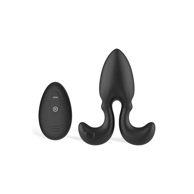 Adam & Eve OMEGA Black 10cm Vibrating Butt Plug with Remote
