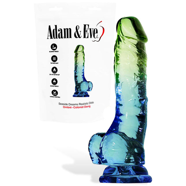 Adam & Eve SENSUAL SEASIDE 8.5 Inch Dildo - Blue/Green