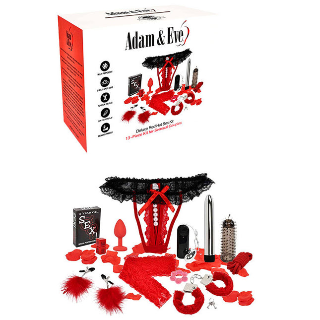 Adam & Eve DELUXE RED HOT SEX KIT - Couples Kit - 13 Piece Set