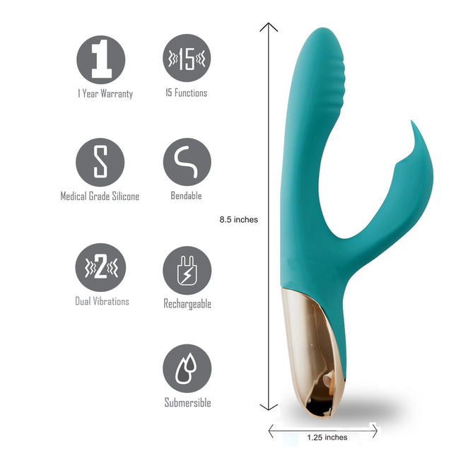 Maia Skyler Green 21.6cm Bendable Rabbit Vibrator