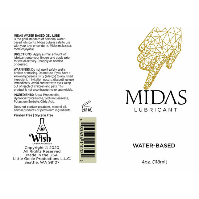 Midas Water Based Lubricant - 118ml Bottle