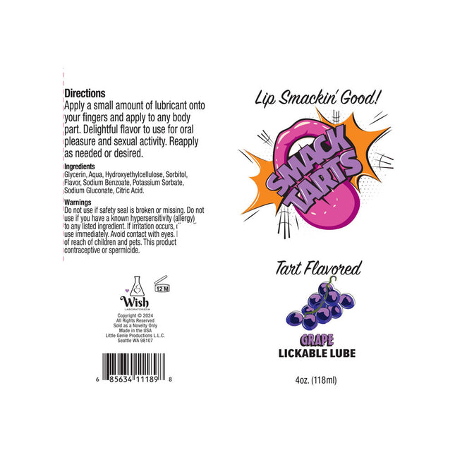 How to use directions for Smack Tarts Sour Grape Flavoured Lube – 120ml Tube