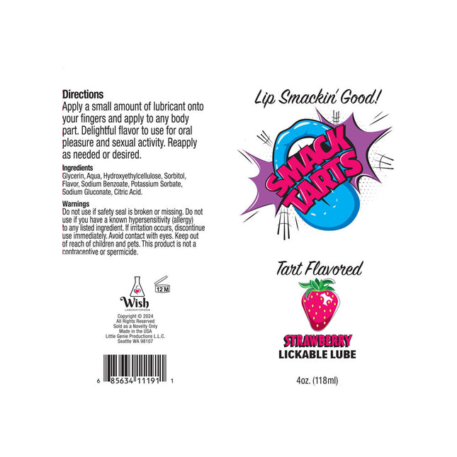 Smack Tarts Sour Strawberry Lubricant - 120ml Tube