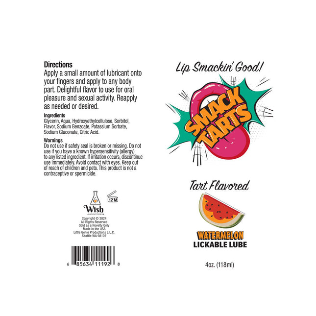 How to use directions for SMACK Tarts Sour Watermelon Flavoured Lube – 120ml