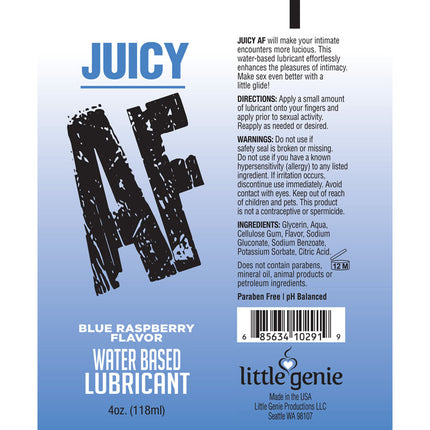 how to use instructions for Juicy AF Blue Raspberry Flavoured Water-Based Lube – 120ml