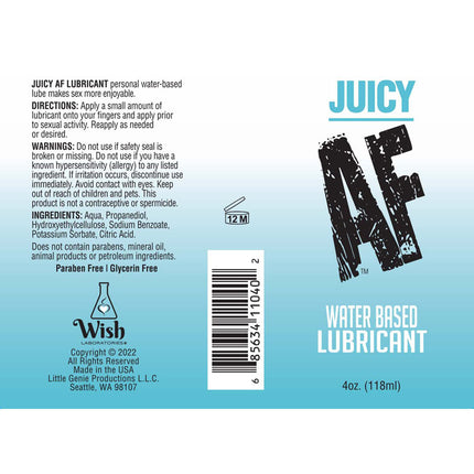 Juicy AF Water Based Lubricant - 118ml Bottle