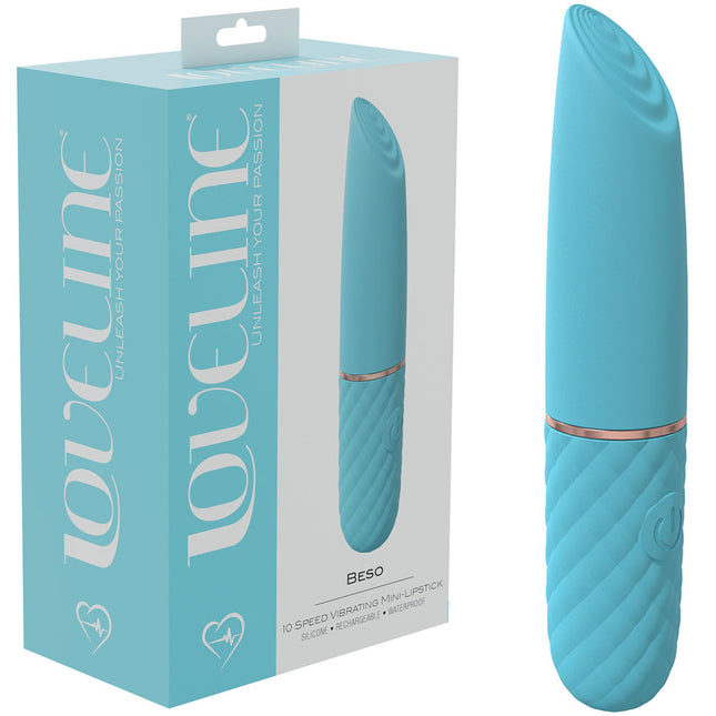 LOVELINE Beso Blue Mini Lipstick Vibrator with Box and Sex Toy