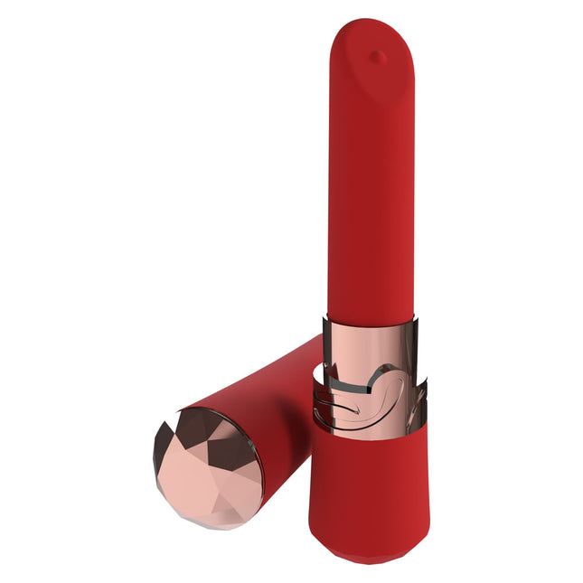 LOVELINE Dahlia Red Lipstick Vibrator with Rose Gold Cap