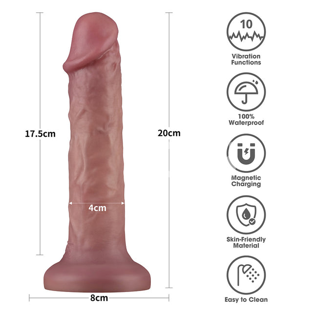 Dual Density Power Cock - 8 Inch Flesh Vibrating Dildo