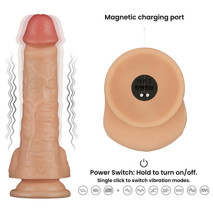 8 Inch Power Basics Flesh Vibrating Dildo