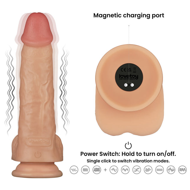 9 Inch Power Basics Flesh Vibrating Dildo