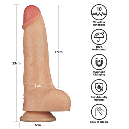 9 Inch Power Basics Flesh Vibrating Dildo